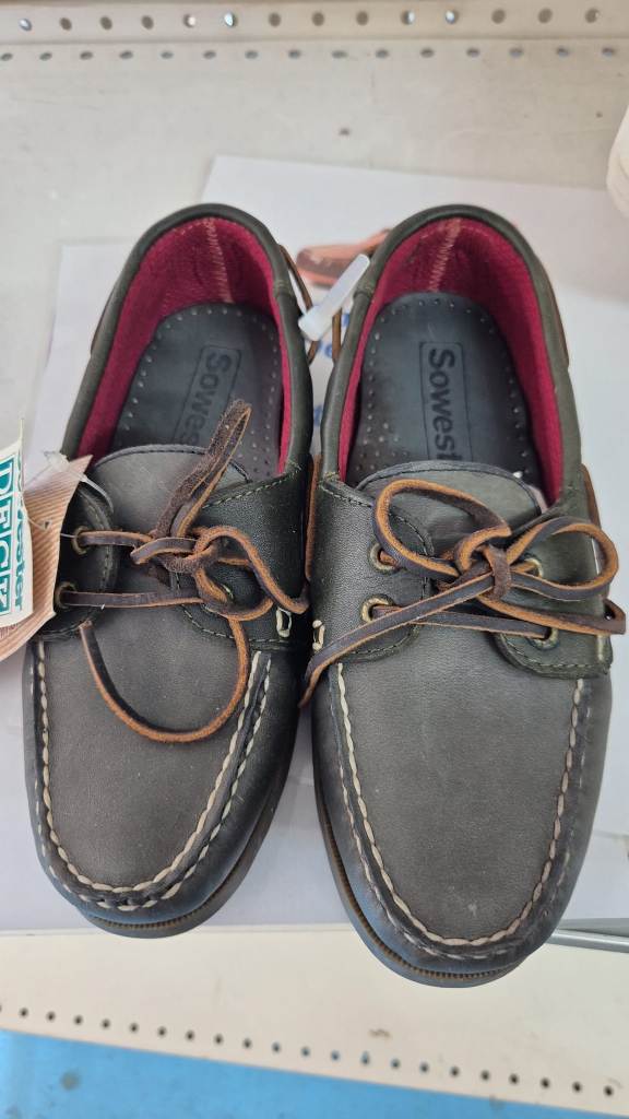 Sowester deck shoes traditional oiled leather green size 36, zapatos de cuero nauticos verdes talla 36