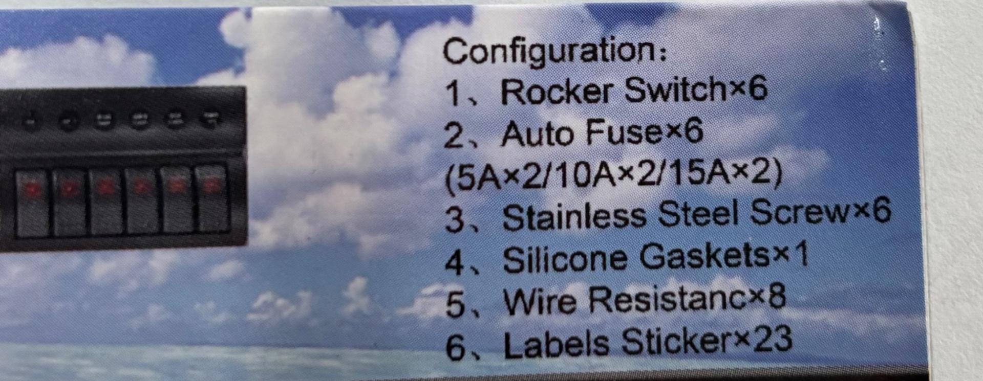 6 way switch panel 183x120mm
